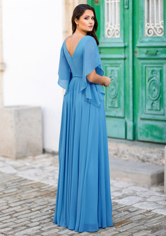 Christian K. - Evening Gown Sparkling Chiffon in Sterling Blue