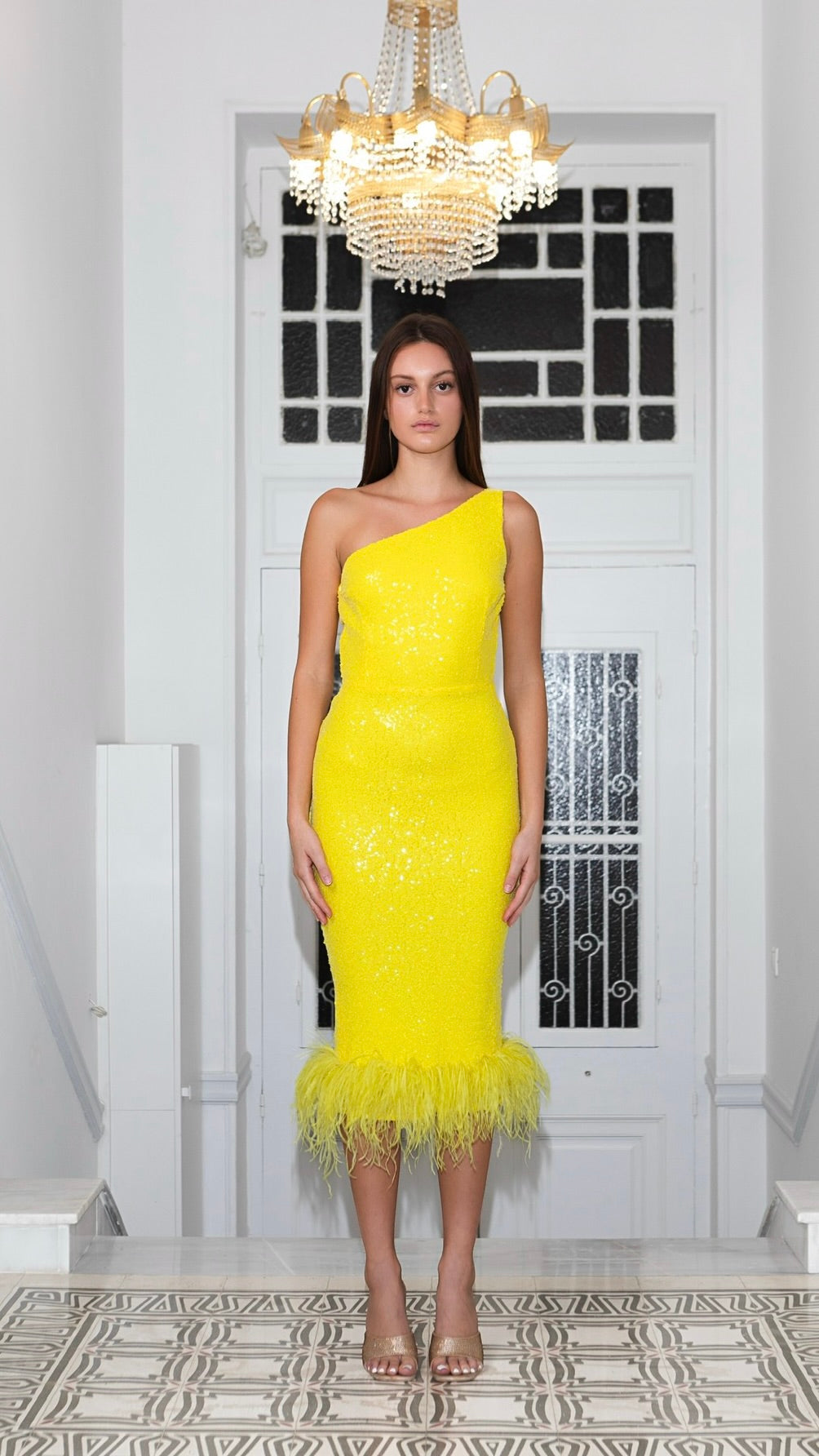 Eirini Makkou - Vittoria One Shoulder Feathered Dress