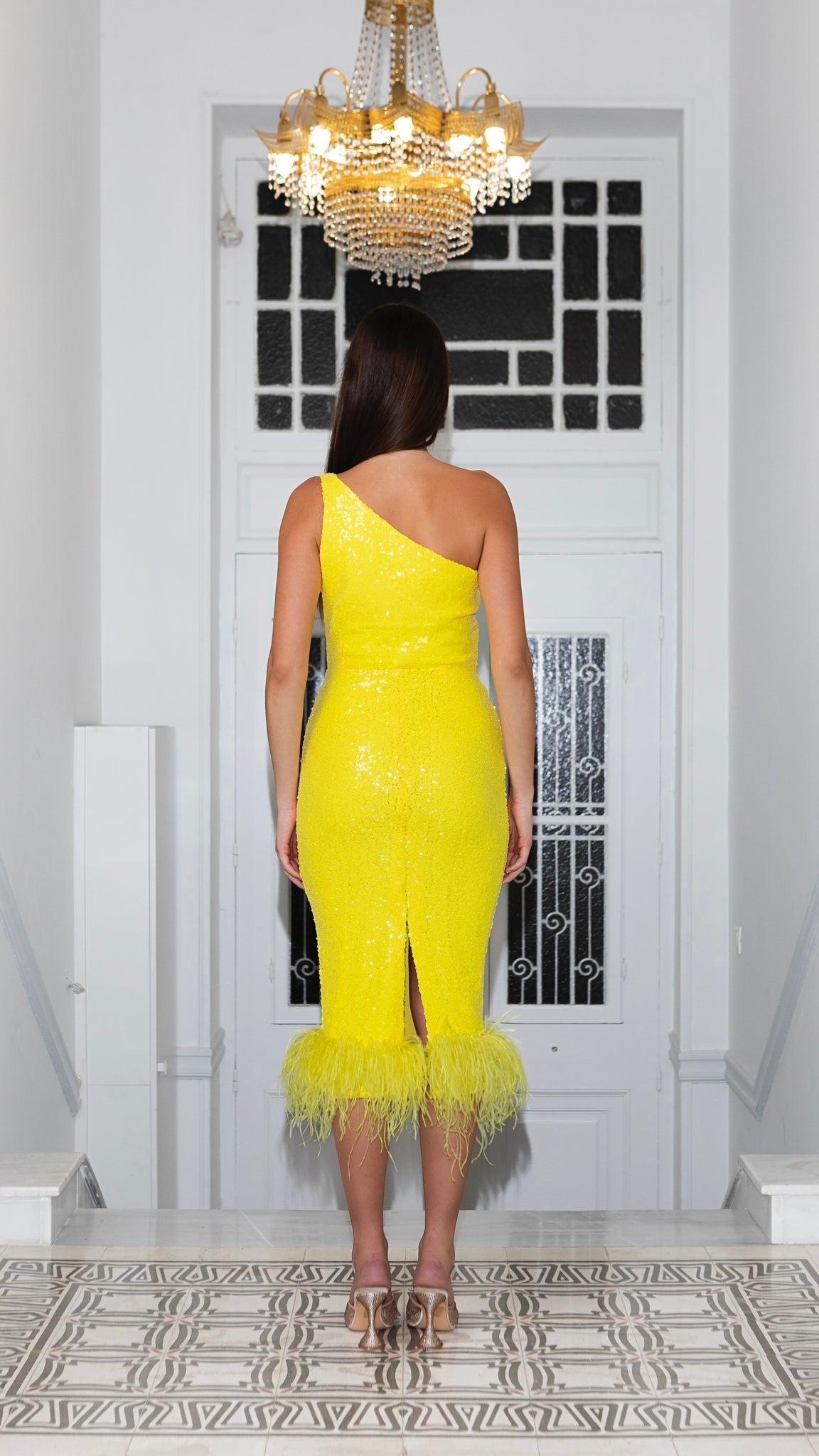 Eirini Makkou - Vittoria One Shoulder Feathered Dress