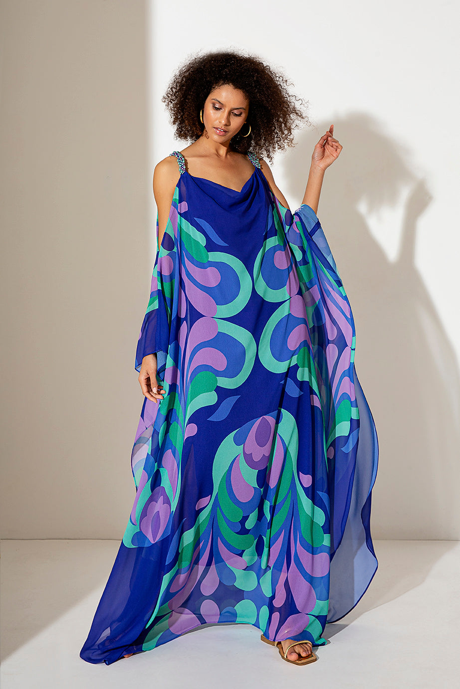 Allure Evening - Cold Shoulder Kaftan Dress