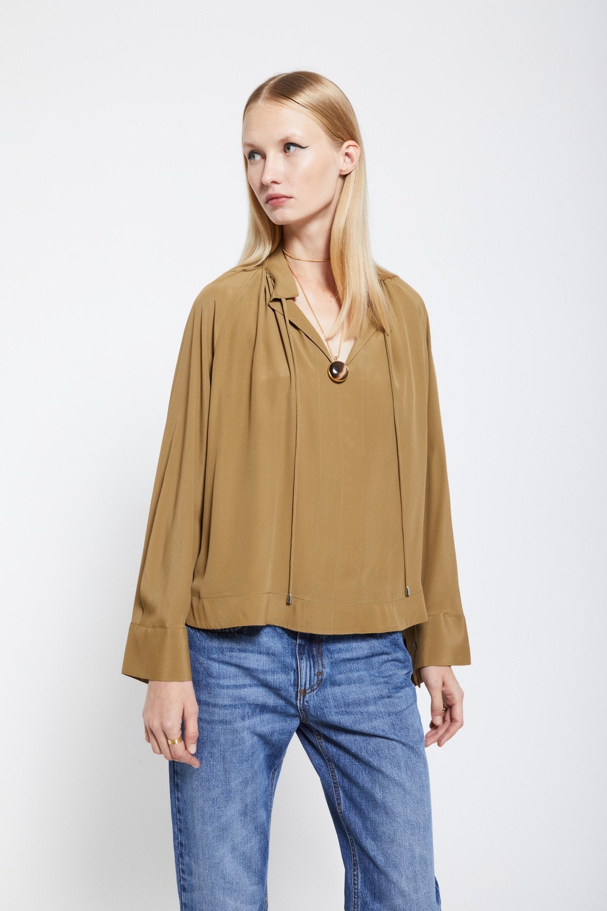 Ottod'Ame - Silk-Blend Blouse with Drawstring