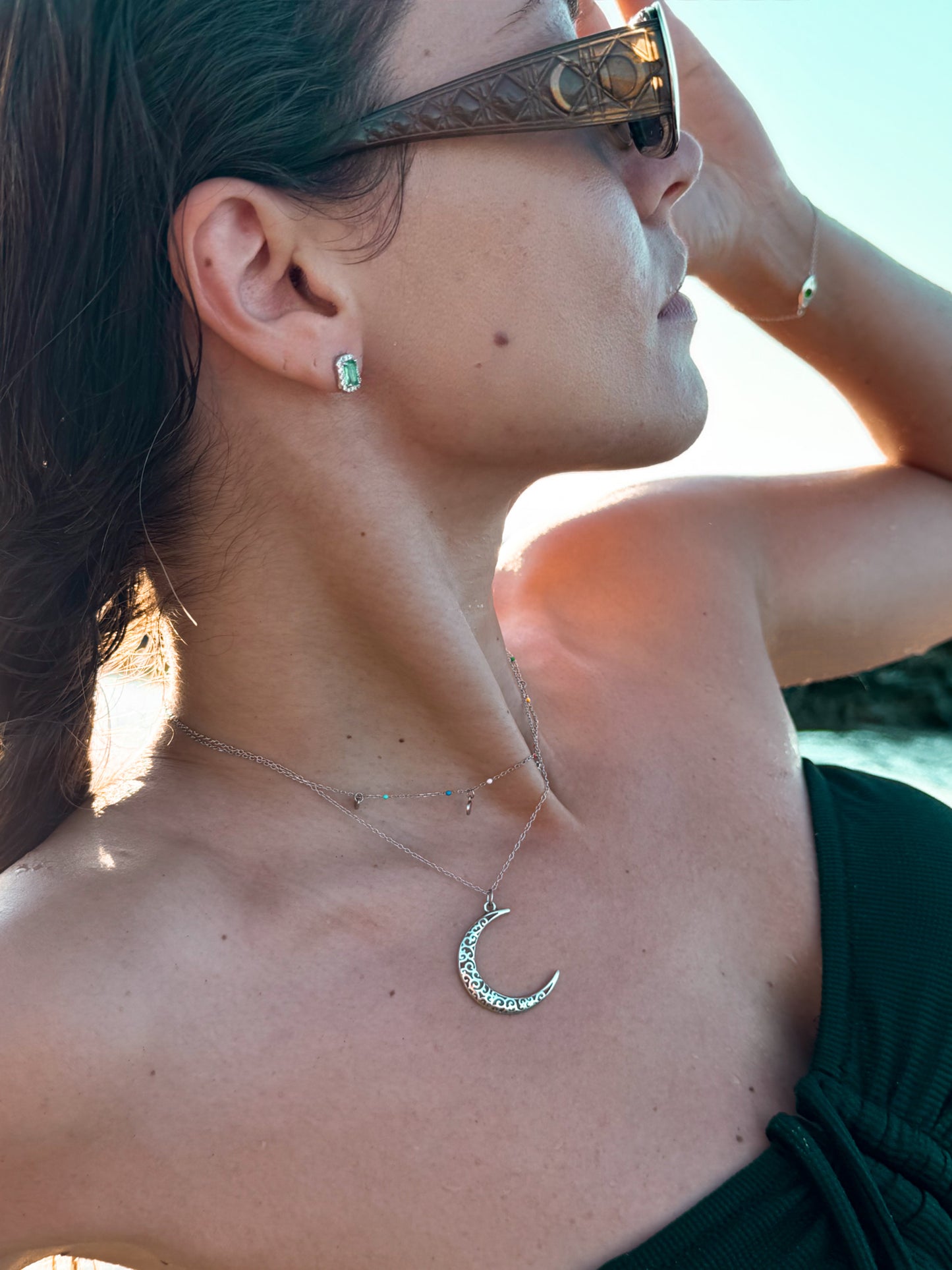 La Lune - Moon Stainless Steel Necklace Silver