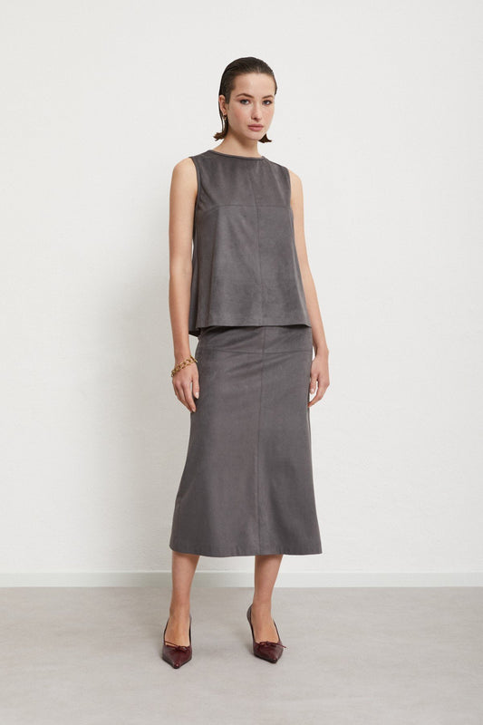 Ottod'Ame - Midi Skirt Leather Effect with Slit