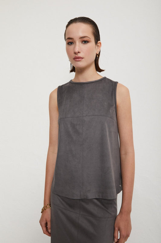 Ottod'Ame - Sleeveless Top Leather Effect