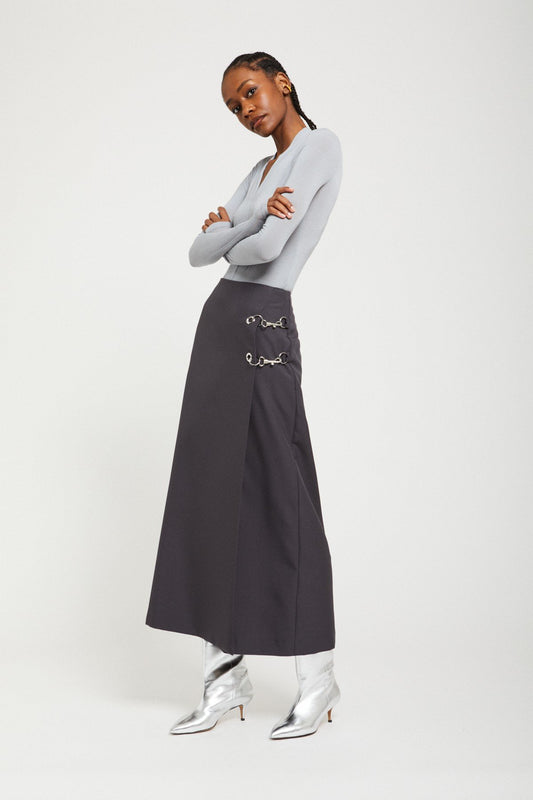 Ottod'Ame - Long Skirt with Grommet and Chain