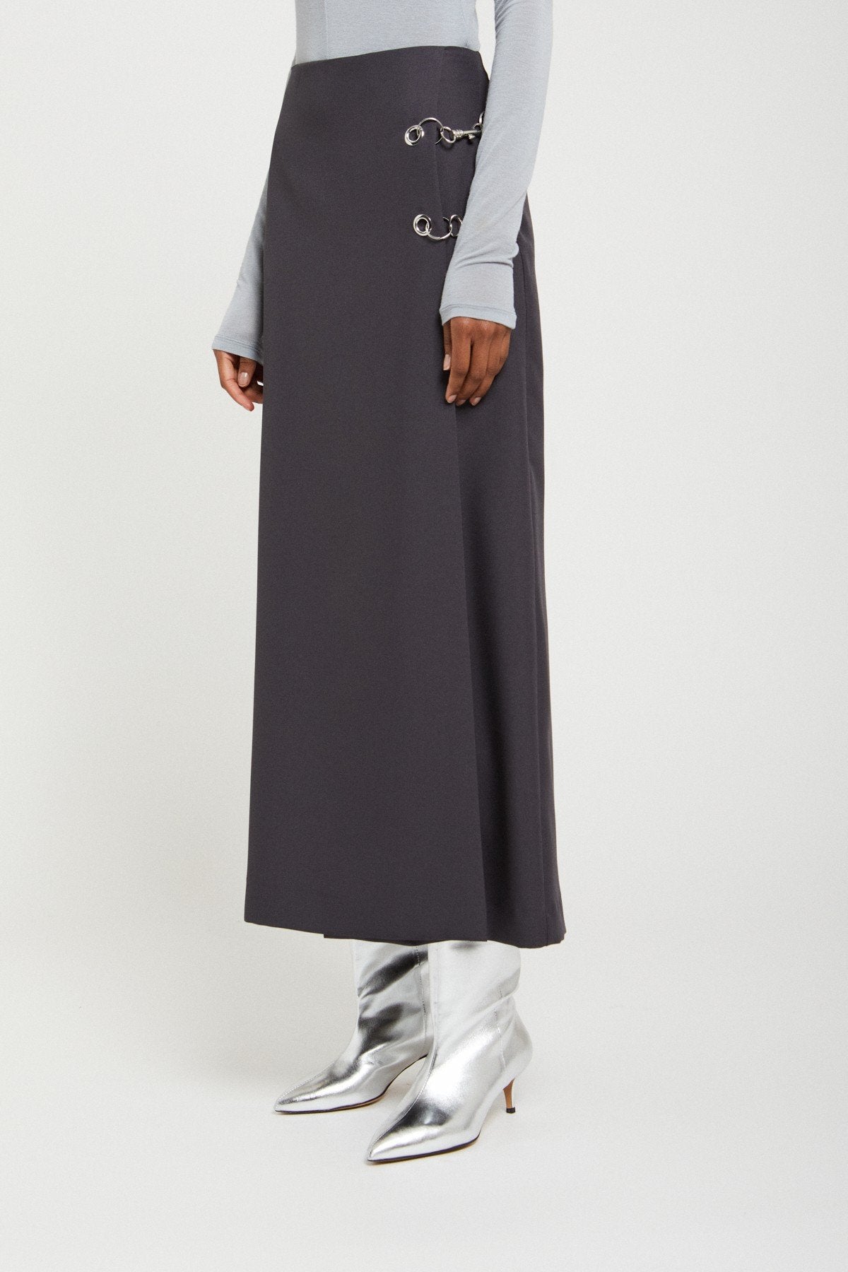 Ottod'Ame - Long Skirt with Grommet and Chain