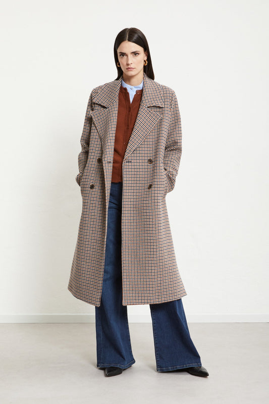 Ottod'Ame - Wool-blend check coat with lapels