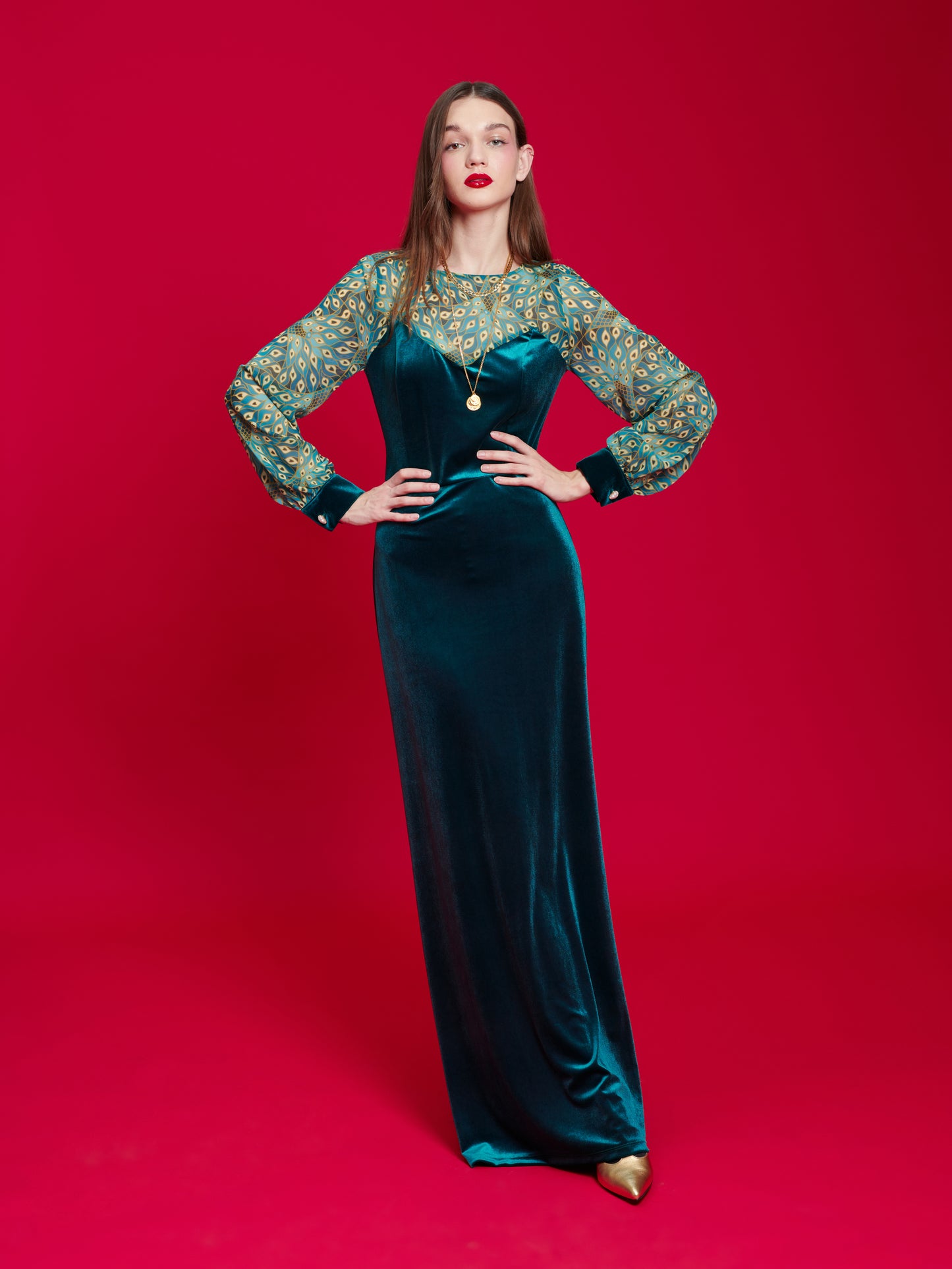 We Are Design - Velvet Gown Teal/Peacock