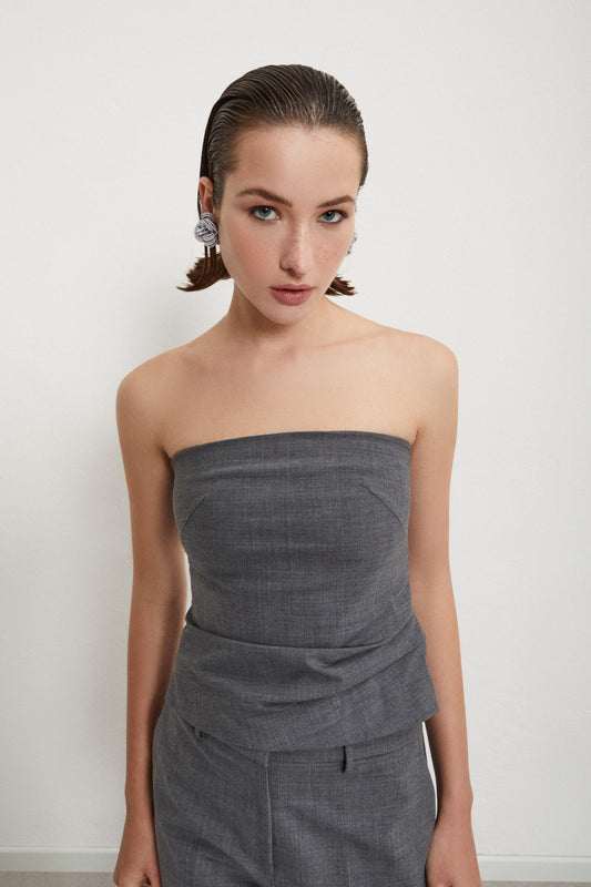 Ottod'Ame - Wool-Blend Bustier with Pleats